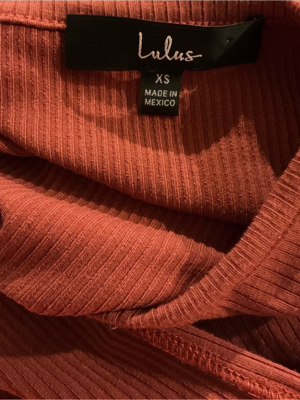 Lulus Rust Ribbed Maxi Dress XS Stretch Tie Back Side Slit - Picture 5 of 12